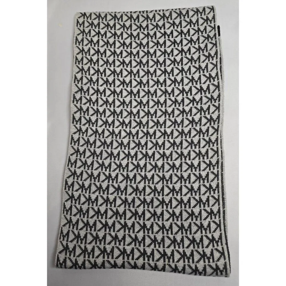 Michael Kors Knit Scarf Black & White MK Logo Lightweight Winter warm